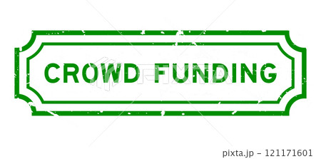 Grunge green crowd funding word rubber seal stamp on white background 121171601