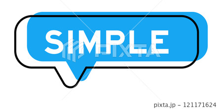 Speech banner and blue shade with word simple on white background Speech banner and blue shade with word simple on white background 121171624