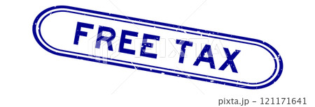 Grunge blue free tax word rubber seal stamp on white background 121171641