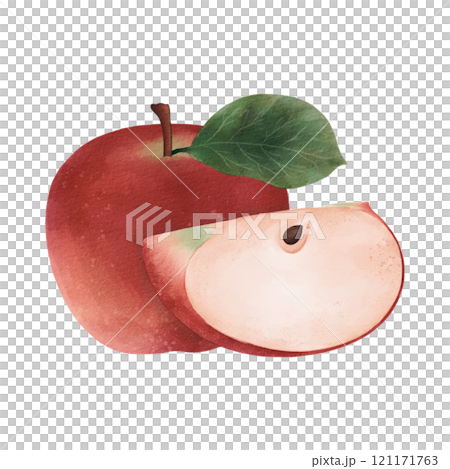 red apple with leaf isolated on white background 121171763