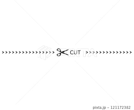 ハサミと切り取り線のイラスト　破線　点線 121172382