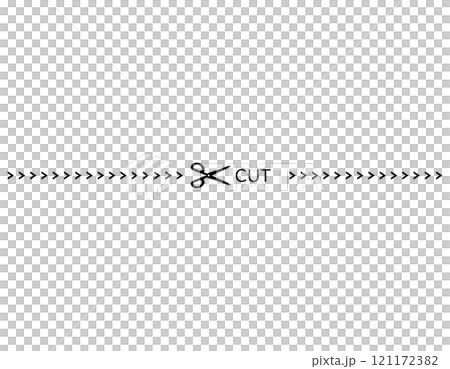 ハサミと切り取り線のイラスト　破線　点線 121172382