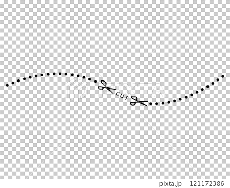 ハサミと切り取り線のイラスト　破線　点線 121172386
