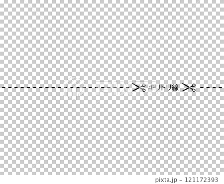 ハサミと切り取り線のイラスト　破線　点線 121172393