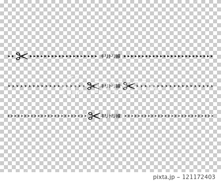Illustration of scissors and cutting lines, dashed lines, dotted lines Illustration of scissors and cutting lines, dashed lines, dotted lines 121172403