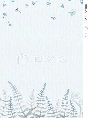Light blue retro textured grunge paper background with wildflowers border 121172406