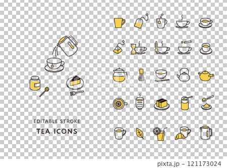 Tea related icon set (color) 121173024