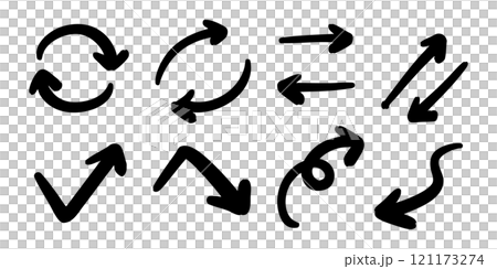 向量筆手繪箭頭設定黑白 向量筆手繪箭頭設定黑白 121173274