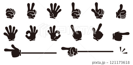 ハンドサイン 黒 イラストセットのイラスト素材 [121173618] - PIXTA