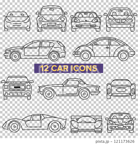 Car Icons, Simple Set of Car Related Vector Line Icons. Contains such Icons, Animated auto related icons Car Icons, Simple Set of Car Related Vector Line Icons. Contains such Icons, Animated auto related icons 121173626
