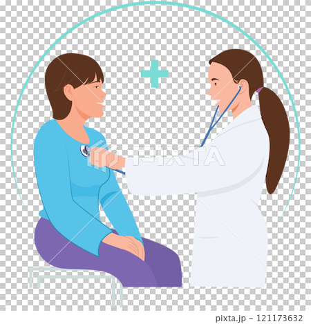 Doctor examining a patient, doctor and patient discussing 121173632