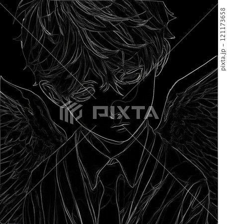 【イラスト素材】堕天使キッズ2/少年/男の子/CGアート/特殊加工/キリスト教/憂鬱/うつむく/闇 【イラスト素材】堕天使キッズ2/少年/男の子/CGアート/特殊加工/キリスト教/憂鬱/うつむく/闇 121173658