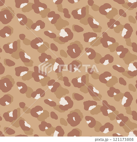 Leopard monochrome seamless pattern. Animal print neutral endless background. Cheetah skin texture repeat cover. Abstract jaguar fur continuous ornament. Pattern design camouflage. Vector illustration 121173808