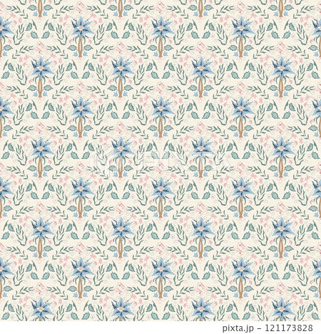 Indian chintz seamless pattern. Modern flower scallop endless background. Vector floral retro repeat cover. Farmhouse continuous ornament. Vector Indian chintz seamless pattern. Modern flower scallop endless background. Vector floral retro repeat cover. Farmhouse continuous ornament. Vector 121173828
