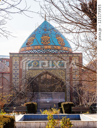 facade of Blue Mosque in Yerevan city in winter 121173955