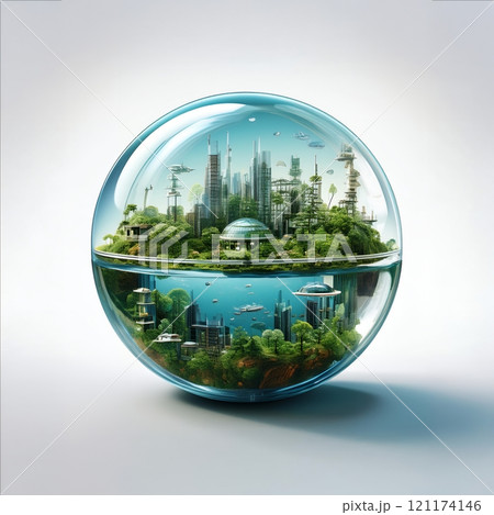 ガラス玉の中の未来都市 121174146