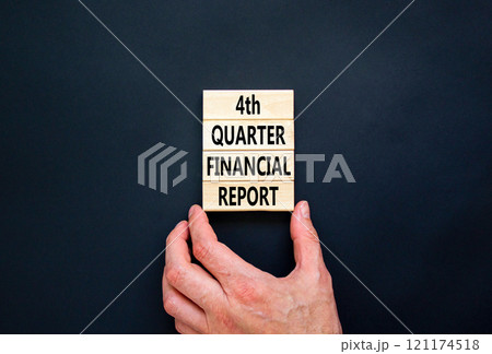 4th quarter financial report symbol. Concept words 4th quarter financial report on beautiful wooden blocks. Beautiful black background. Business 4th quarter financial report concept. Copy space. 4th quarter financial report symbol. Concept words 4th quarter financial report on beautiful wooden blocks. Beautiful black background. Business 4th quarter financial report concept. Copy space. 121174518