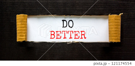Do better symbol. Concept words Do better on beautiful white paper. Beautiful black paper background. Business and do better concept. Copy space. Do better symbol. Concept words Do better on beautiful white paper. Beautiful black paper background. Business and do better concept. Copy space. 121174554