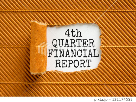 4th quarter financial report symbol. Concept words 4th quarter financial report on beautiful white paper. Beautiful brown background. Business 4th quarter financial report concept. Copy space. 4th quarter financial report symbol. Concept words 4th quarter financial report on beautiful white paper. Beautiful brown background. Business 4th quarter financial report concept. Copy space. 121174555