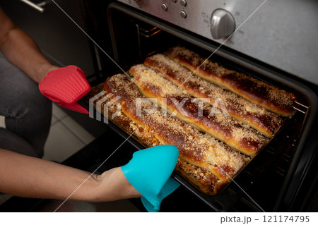 Deliciously Freshly Baked Artisan Loaves Are Currently Being Baked in the Oven Right Now Deliciously Freshly Baked Artisan Loaves Are Currently Being Baked in the Oven Right Now 121174795
