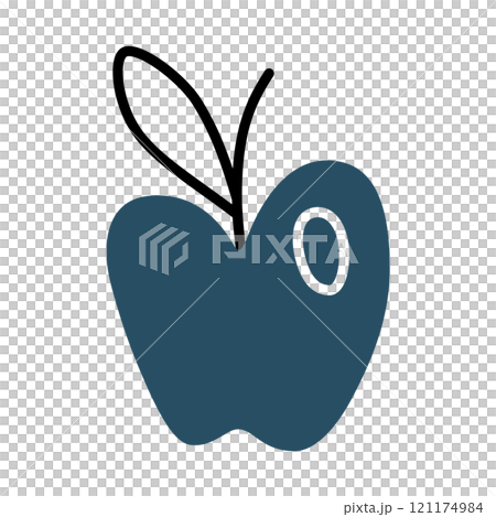 Apple doodle icon or logo, hand drawn with thin line 121174984