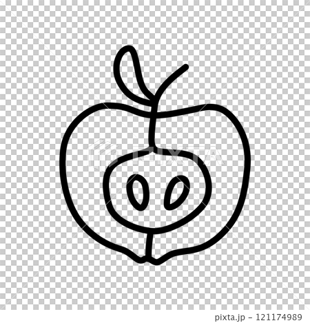 Apple doodle icon or logo, hand drawn with thin line 121174989