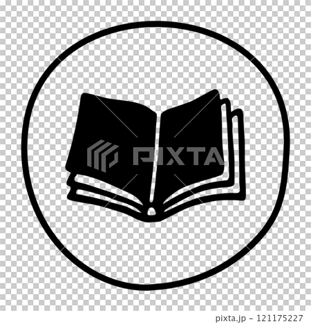 Doodle book icon freehand drawn with thin line in minimalistic style 121175227