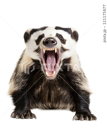 Isolated Angry Aggressive Badger Wild Animal  121175877