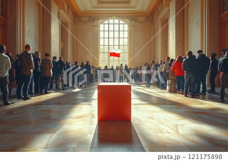 Gathering in a Grand Hall featuring Central Artwork that defines the experience and atmosphere 121175898
