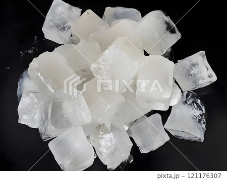 Ice cube crystal clear frozen cold freezing	 Ice cube crystal clear frozen cold freezing	 121176307