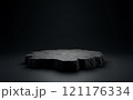 Natural stone display platform on black background. Mockup for advertising. 121176334