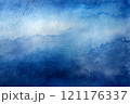 A watercolor painting shows a blue sky with fluffy clouds 121176337