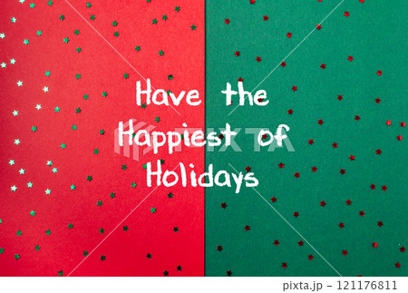 Green and red background with a lot of stars 121176811