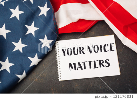 White piece of paper with the words Your voice matters 121176831