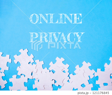 Blue background with white puzzle pieces Blue background with white puzzle pieces 121176845
