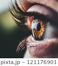 Human Eye close-up with eyelashes eyes vision	 121176901