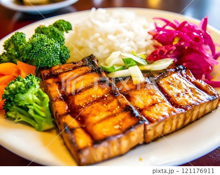 Grilled tofu food vegetarian cuisine vegan lunch dinner dish	 121176911