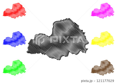 Mulugu district (Telangana State, Republic of India) map vector illustration, scribble sketch Mulugu map 121177029