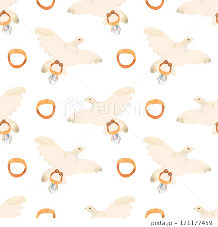 White doves, vintage style engagement and wedding rings. Love mail. Watercolor seamless pattern for textiles and wedding wrapping paper. Decor for wedding 2025 White doves, vintage style engagement and wedding rings. Love mail. Watercolor seamless pattern for textiles and wedding wrapping paper. Decor for wedding 2025 121177459