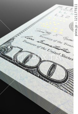 Ten Thousand Dollar Stack of One Hundred Dollar Bills Close-up Abstract. 121177811