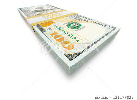 Stack of Ten Thousand Dollars of One Hundred Dollar Bills Isolated on a White Background. Stack of Ten Thousand Dollars of One Hundred Dollar Bills Isolated on a White Background. 121177825