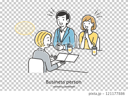 A young couple consulting with a female advisor 121177886