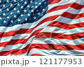 The American Flag is fluttering in the wind on Flag Day 121177953