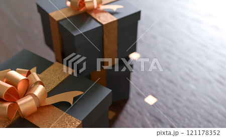 The Black gift box for celebration or holiday concept  3d rendering. 121178352