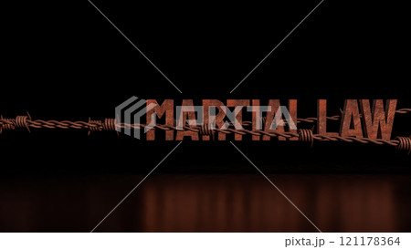 The  Martial law on Black Background concept 3d rendering. 121178364