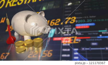 The Darts and Piggy bank  for Business concept 3d rendering. 121178367