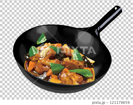 Sweet and sour pork (one-handed wok) 121178659
