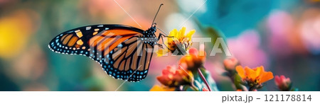 A butterfly is sitting on a flower A butterfly is sitting on a flower 121178814