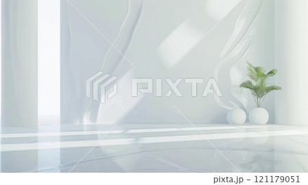 Minimalist Interior with Sunlit Shadows 121179051