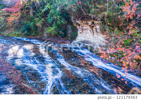 【千葉県】房総養老渓谷・粟又の滝　上流部の紅葉 121179363